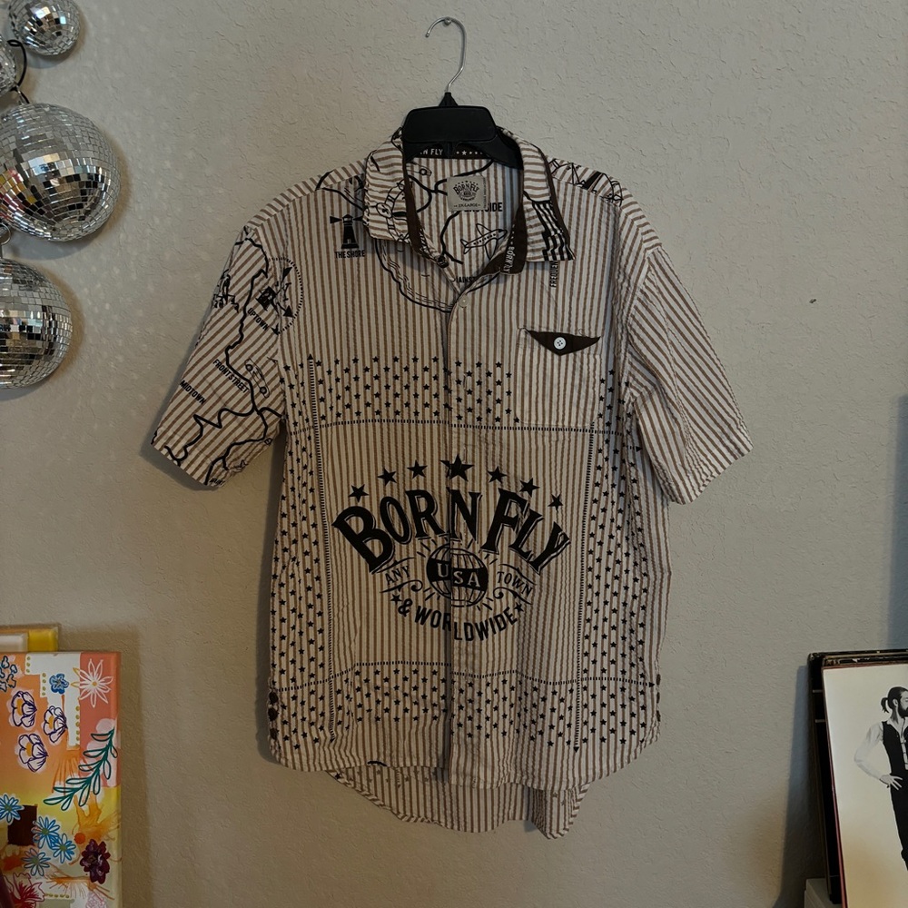 Born Fly printed button down